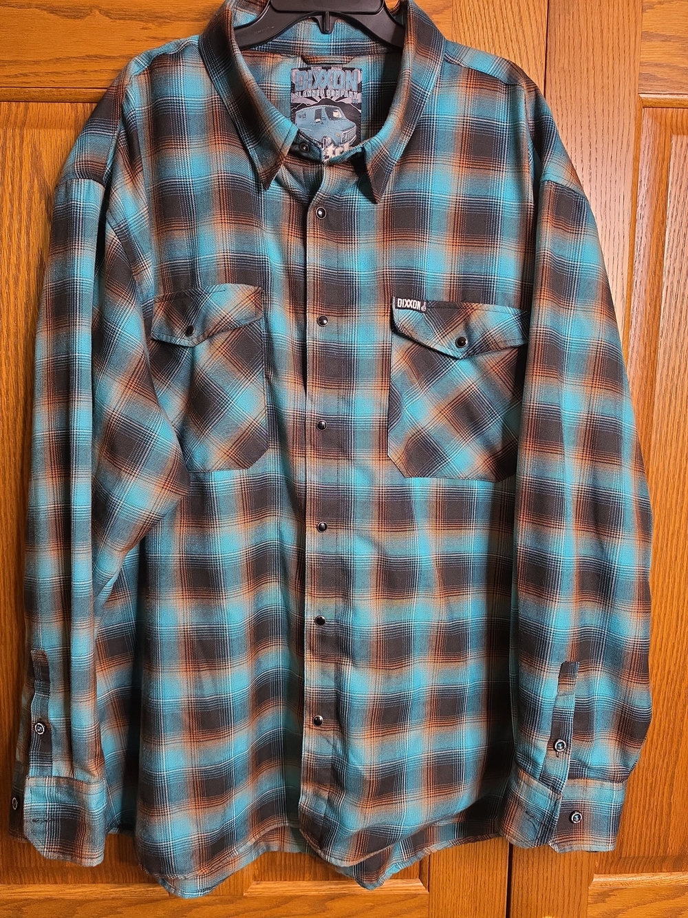 DIXXON Blue and Brown Plaid Casual Button-Down Shirt